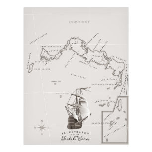 Turks och Caicos Karta Fototryck