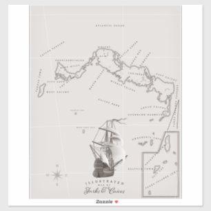 Turks- och Caicos Karta Klistermärken