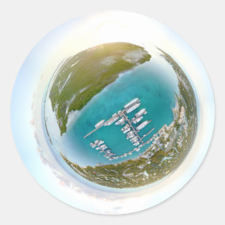 Turks och Caicos pyttelilla panorama Runt Klistermärke