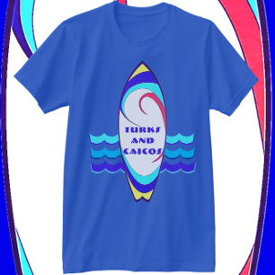 Turks och Caicos Surfboard Ride the Vågar T-Shirt