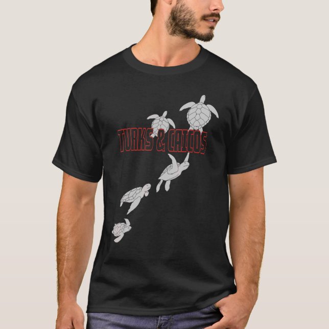 Turks- och Caicosjösköldpaddor-Dyka med Tur T Shirt (Framsida)