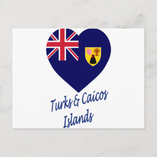 Turks- och Caicosöarna Flagga Heart Vykort