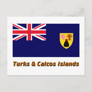 Turks- och Caicosöarna Flagga med Namn Vykort