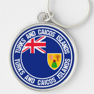 Turks- och Caicosöarna Round Emblem Rund Silverfärgad Nyckelring