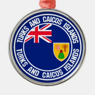 Turks- och Caicosöarna Rund Emblem Julgransprydnad Metall