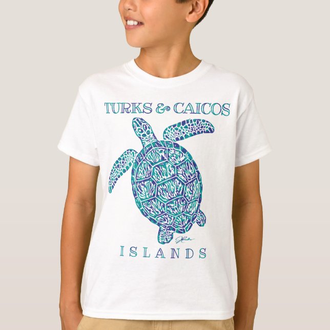 Turks- och Caicosöarna Sea Turtle T Shirt (Framsida)