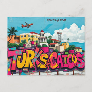Turks- och Caicosöarna UK graffiti Postcard Vykort