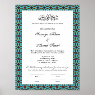 Turkuaz muslim nikkah-certifikatet poster