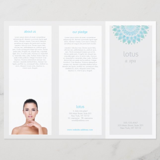 Turkvois Mandala Lotus Spa Salon Tri-Fold Brochure (Framsida)