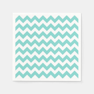 Turkvoise Aqua White Chevron Zig-Zag Mönster Pappersservett