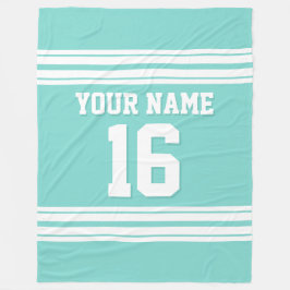 Turkvoise Aqua White Sports Jersey Fleecefilt