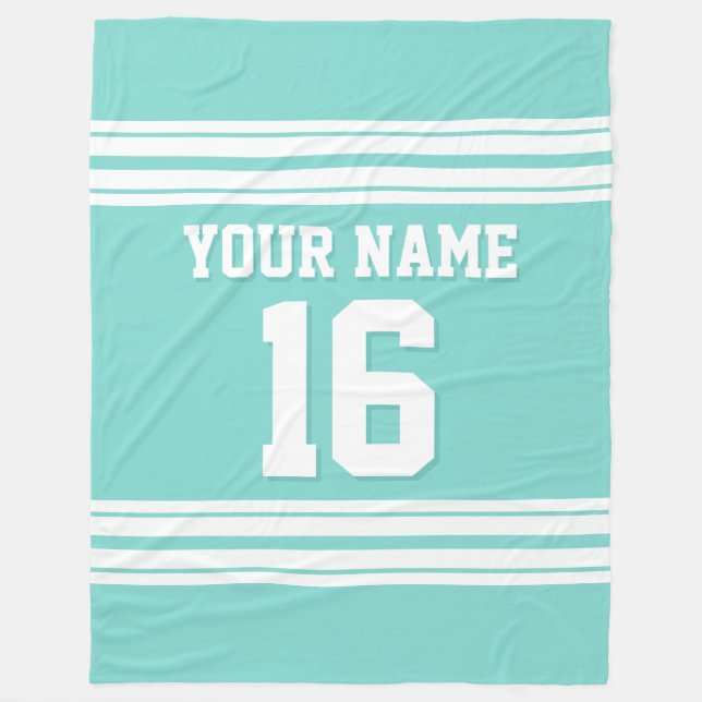 Turkvoise Aqua White Sports Jersey Fleecefilt (Framsidan)
