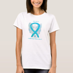 Turkvoise Awareness Ribbon Angel Anpassningsbar Sh Tee Shirt