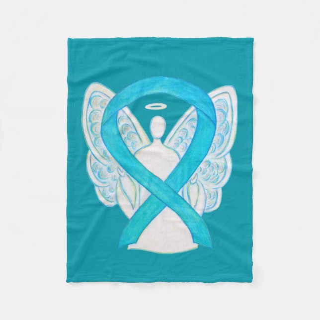 Turkvoise Awareness Ribbon Angel Soft Blanket Fleecefilt (Framsidan)