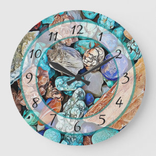 Turkvoise Beach Stones Faux Stone Gem Clock Stor Klocka