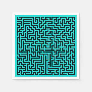 Turkvoise Black Maze Linjer Pappersservett