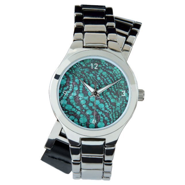 Turkvoise Bling Zebra Armbandsur (Framsida)