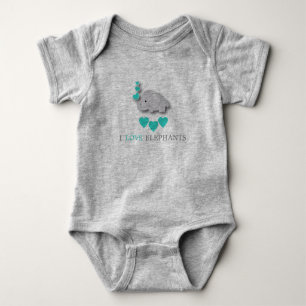 Turkvoise Blue och Grått Baby Elephant Tee