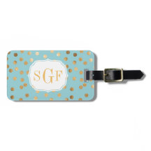 Turkvoise Blue och Guld Glitter City Dots Monogram