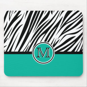 Turkvoise Blue Zebra Monogram Mönster Musmatta