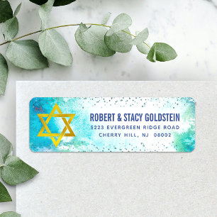 Turkvoise B'nai Mitzvah Watercolor Returadress Etikett