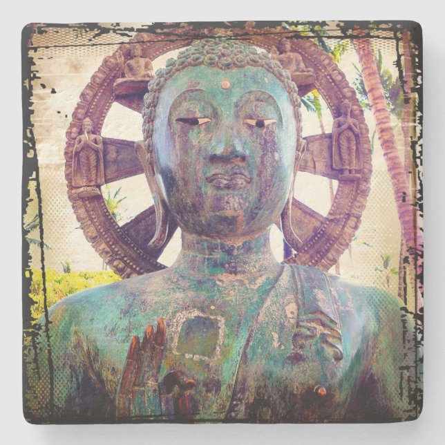 Turkvoise Buddha Head Photo Antique Tropical Bold Stenunderlägg (Framsidan)