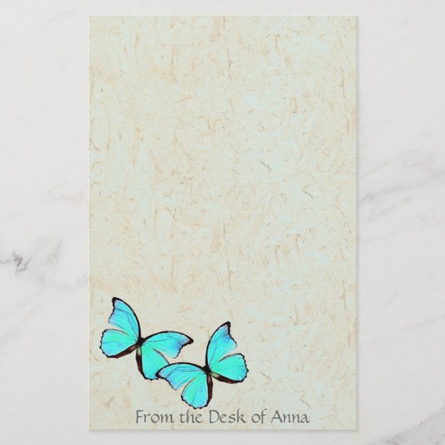 Turkvoise Butterfly Faux Handmade Papper Stationer (Framsida)