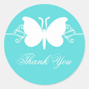 Turkvoise Butterfly Swirls Tack Stickers Runt Klistermärke
