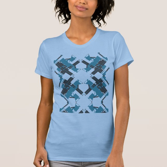 Turkvoise Charcol Crisscross Southwest-inspirated T Shirt (Framsida)
