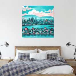 Turkvoise City AI art Canvastryck