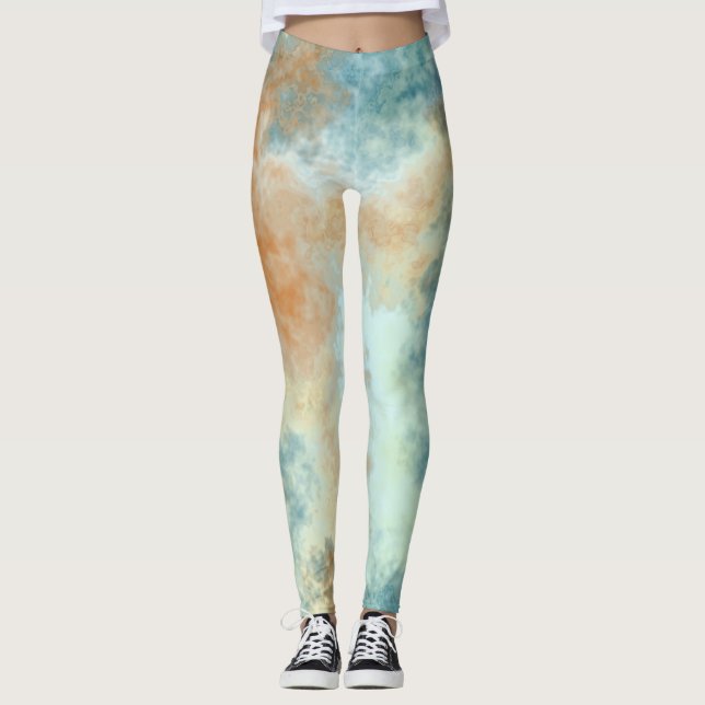 Turkvoise Cloud art Leggings (Framsida)