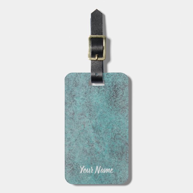 Turkvoise Copper Patina struktur-gåva Bagagebricka (Vertikal Framsida)