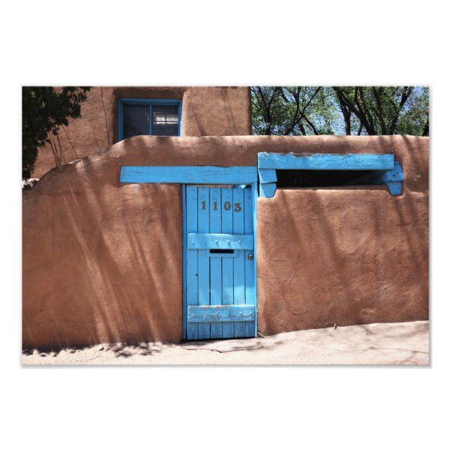 Turkvoise Door Santa Fe New mexico Fototryck (Framsidan)
