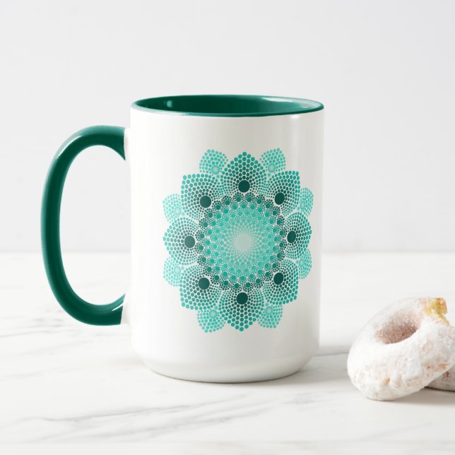 Turkvoise Dot Mandala Mugg (Med munk)