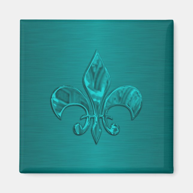 Turkvoise Fleur de Lis Magnet (Framsidan)