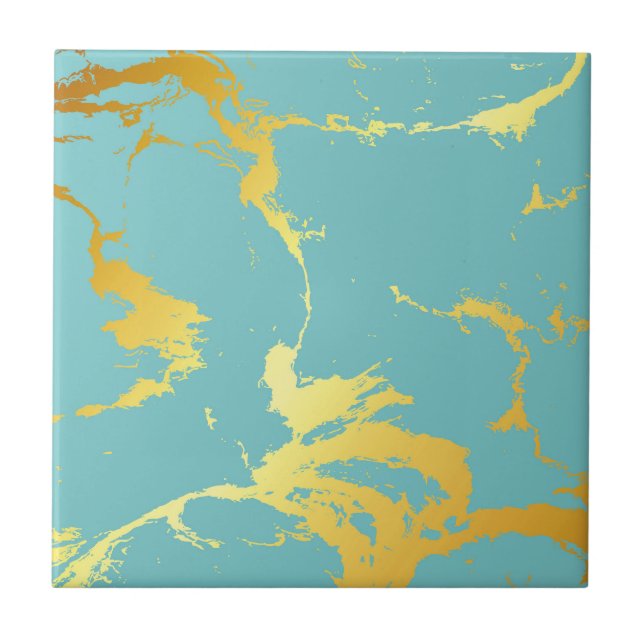 Turkvoise Golden Foil Kakelplatta (Framsidan)
