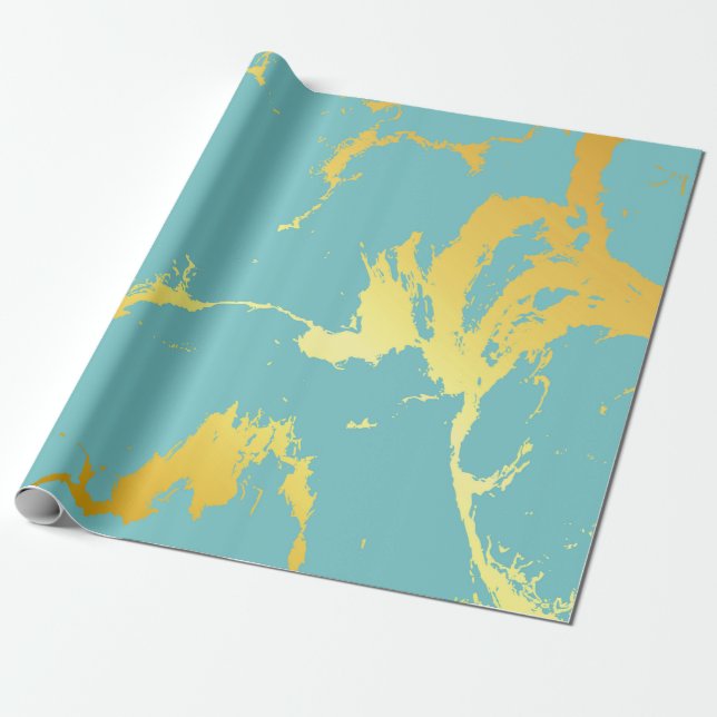 Turkvoise Golden Foil Presentpapper (Utrullad)