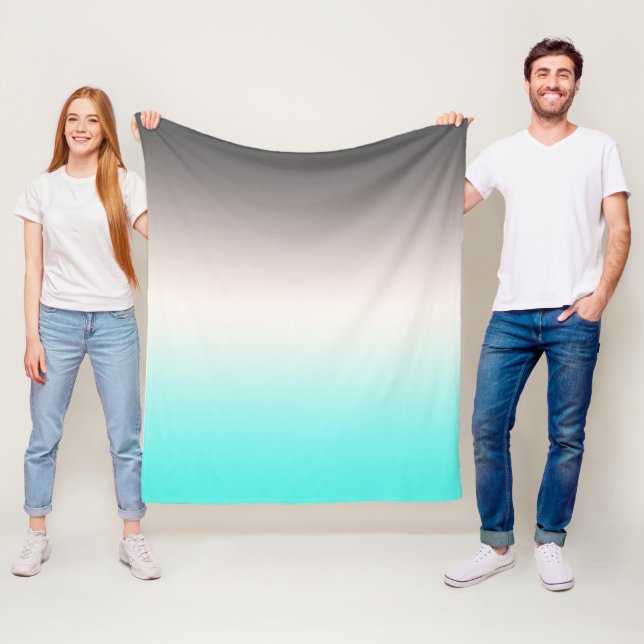 Turkvoise grått Ombre Fleecefilt (På plats)