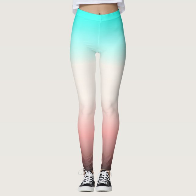 Turkvoise grått Ombre Leggings (Framsida)