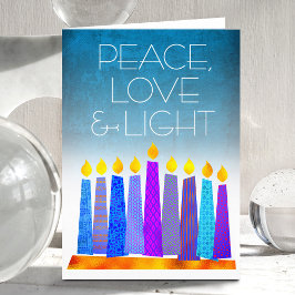 Turkvoise Hanukkah Boho Candles Peace Kärlek Light Helgkort