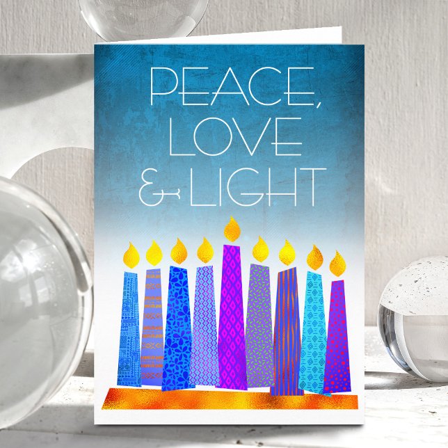 Turkvoise Hanukkah Boho Candles Peace Kärlek Light Helgkort (Skapare uppladdad)