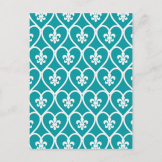 Turkvoise Heart Fleur De Lis Vykort