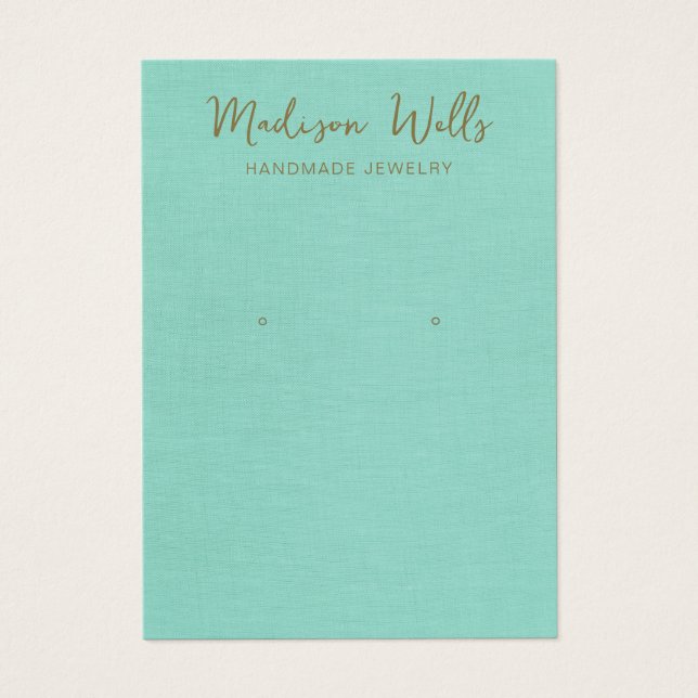 Turkvoise Linen Earring Visning Holder Visitkort (Framsidan)