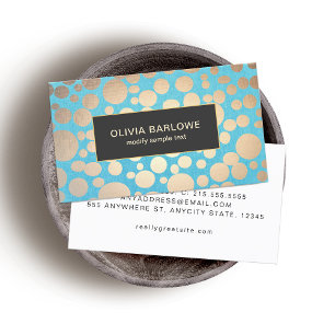 Turkvoise Linen Guld Circles Se Beauty Salon 2 Visitkort