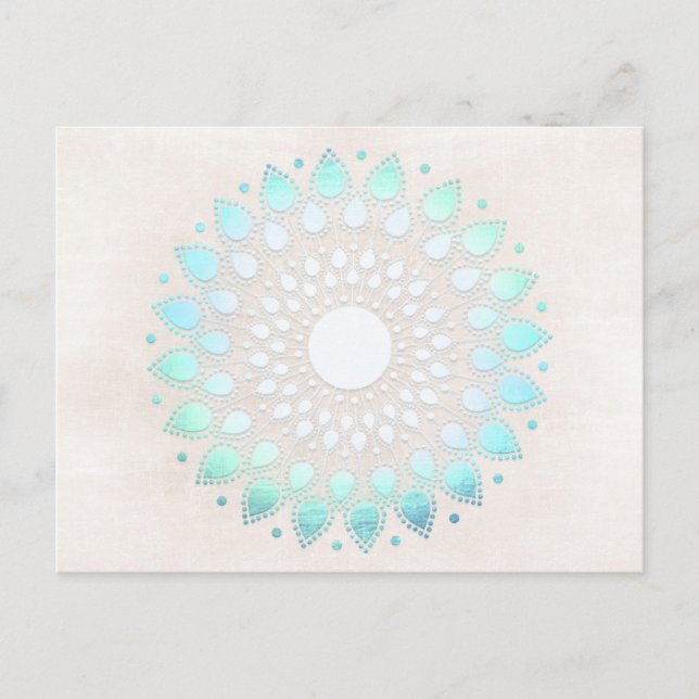 Turkvoise Lotus Blommigt Mandala Postcard Vykort (Framsida)