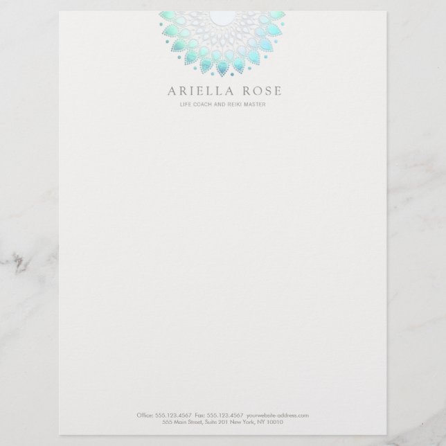 Turkvoise Lotus Mandala Brevhuvud (Framsida)