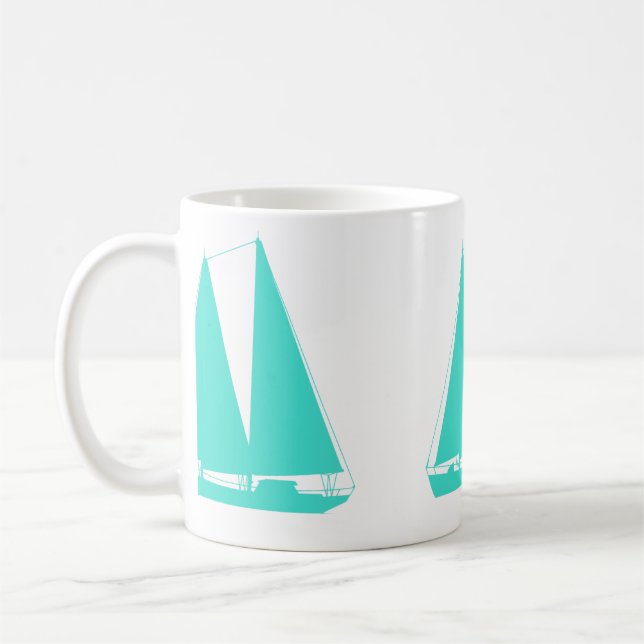 Turkvoise Nautisk segelbåt Kaffemugg (Vänster)