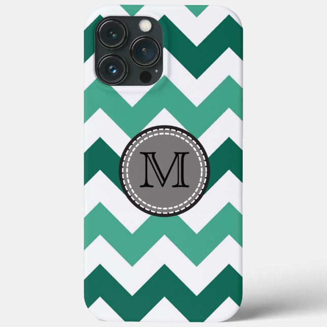 Turkvoise och Mint Chevron Zigzag Monogram (Baksida)