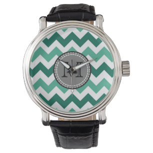 Turkvoise och Mint Chevron Zigzag Monogram Armbandsur