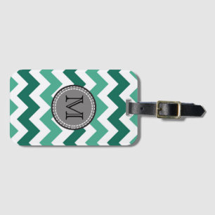 Turkvoise och Mint Chevron Zigzag Monogram Bagagebricka